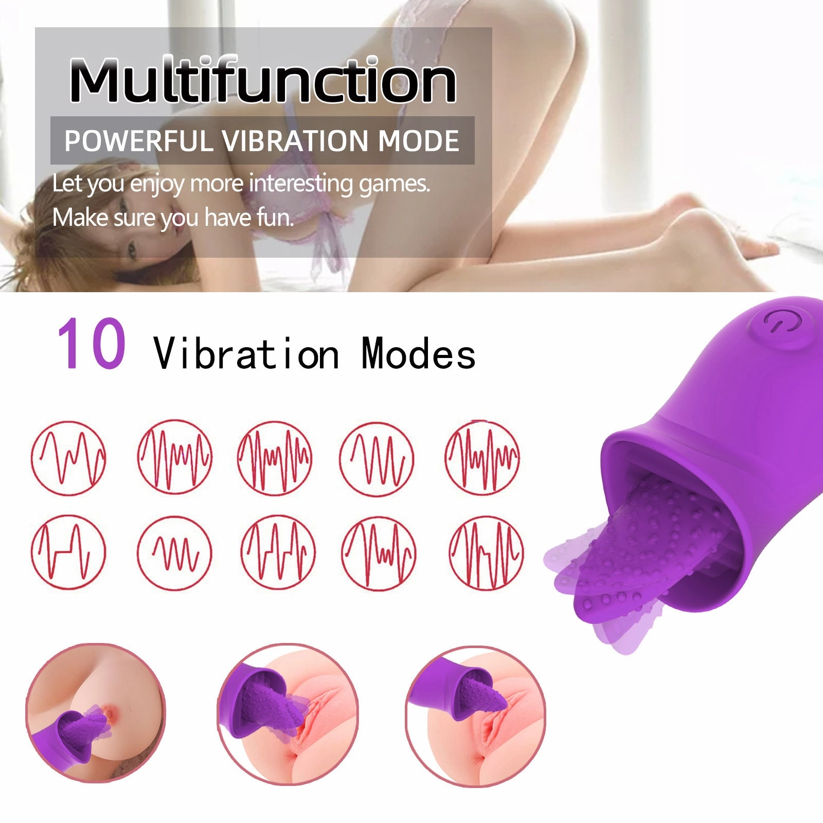 Lola-Clit Licking Tongue Rose Sex Toy Vibrator Stimulator for Women