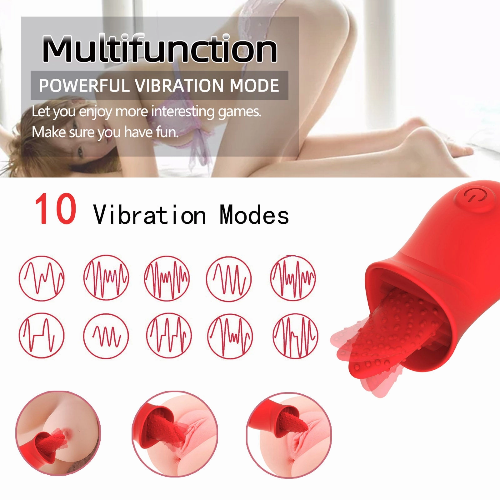 Lola-Clit Licking Tongue Rose Sex Toy Vibrator Stimulator for Women