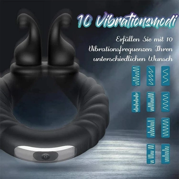 Lurevibe - Vibrating Dual Penis Ring Dildo Stretchy Cock Ring