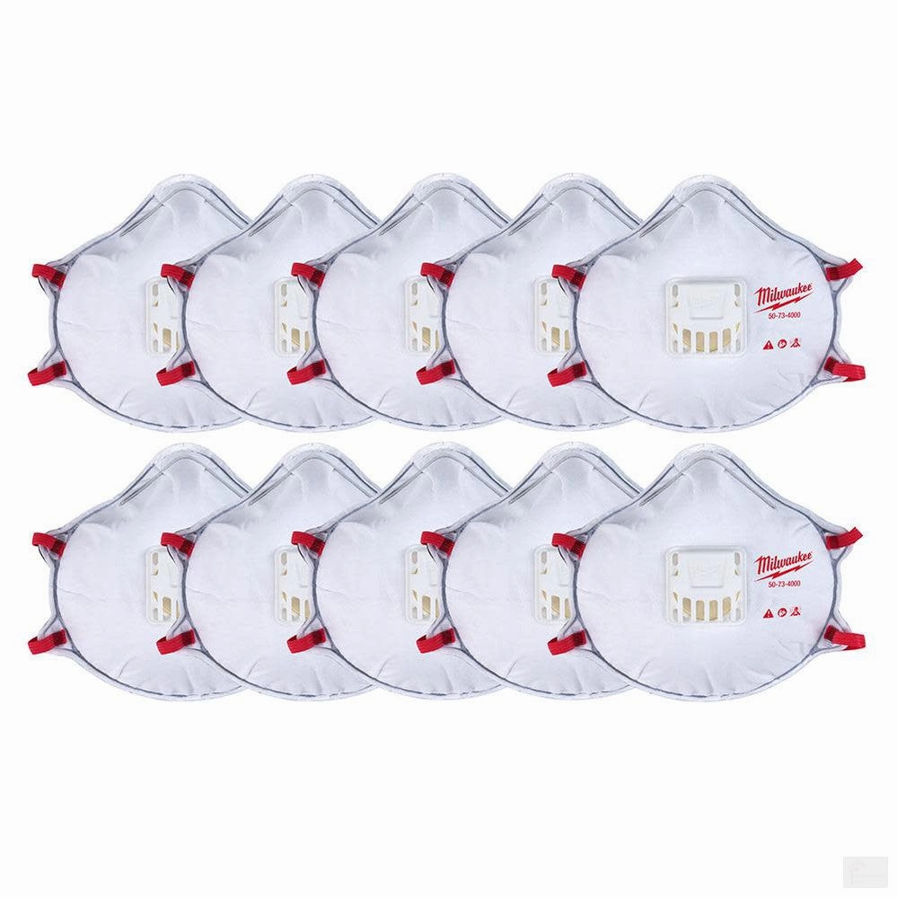 MILWAUKEE 10pk N95 Valved Respirator with Gasket [48-73-4004]