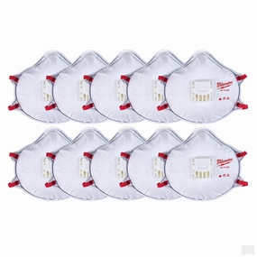 MILWAUKEE 10pk N95 Valved Respirator with Gasket [48-73-4004]