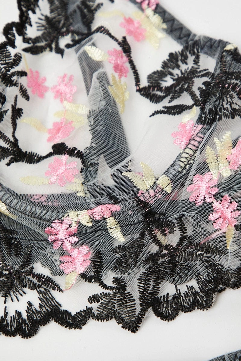 Multi Embroidery Lingerie Set