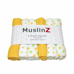 MuslinZ 6 Pack Muslin Squares 70x70cm - Yellow
