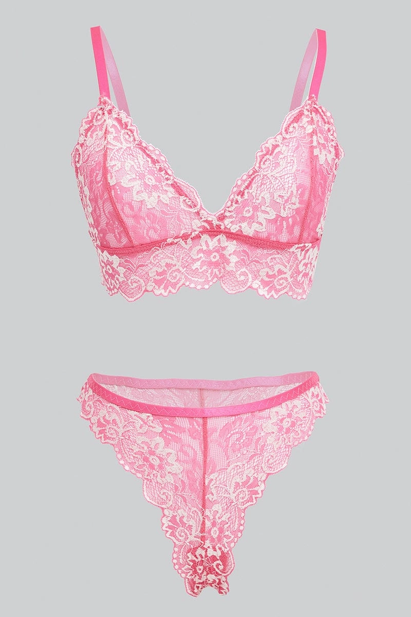 Pink Lace Lingerie Set