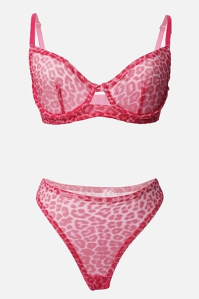 Pink Mesh Lingerie Set