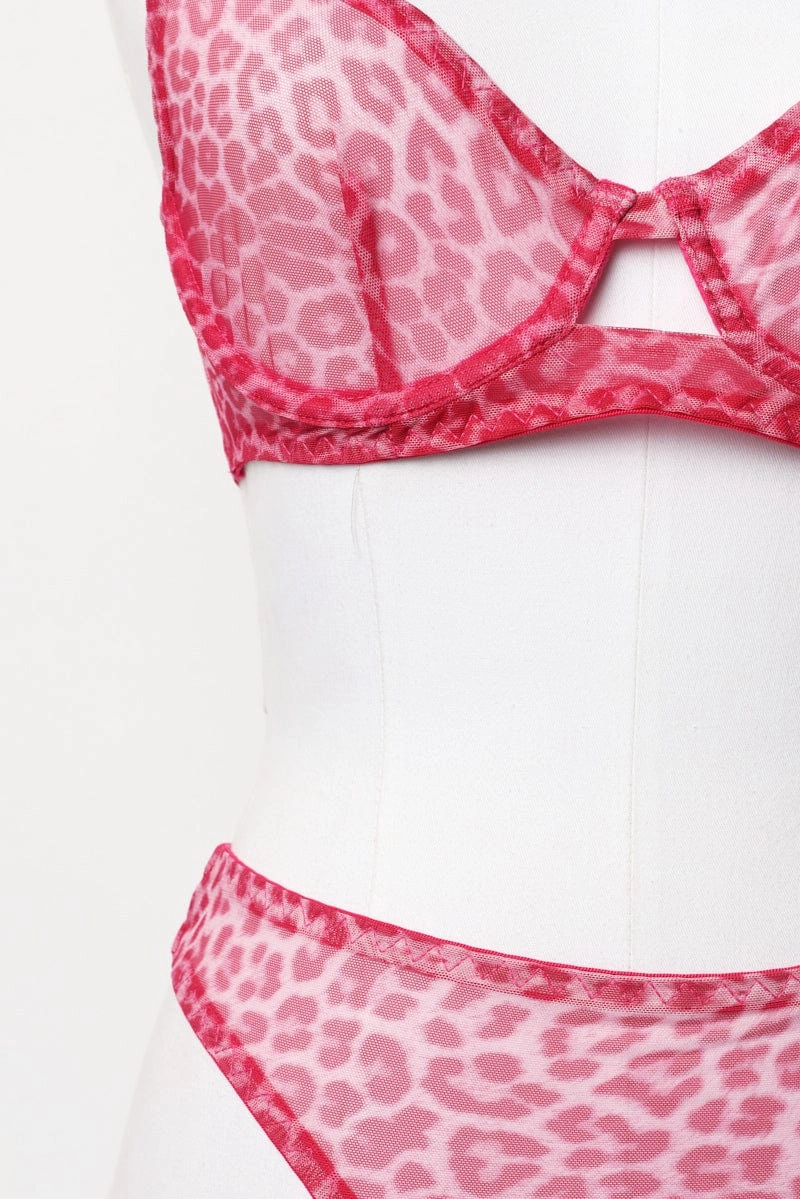 Pink Mesh Lingerie Set