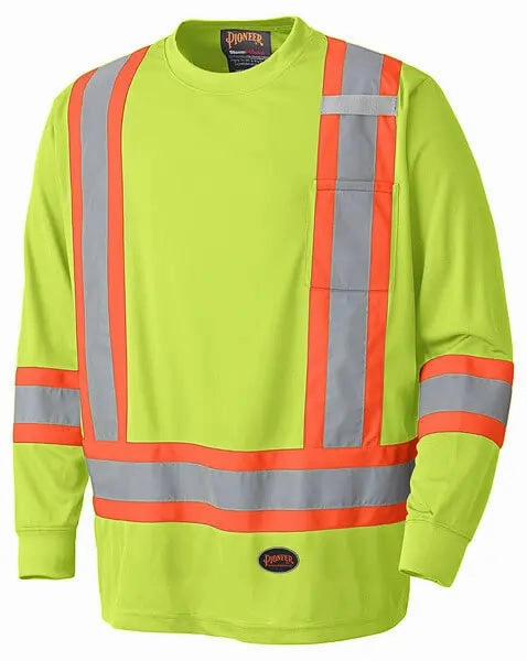 Pioneer Birdseye Hi-Viz Yellow Safety Long-Sleeve