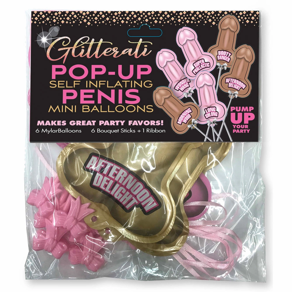 Pop-Up Self-Inflating Penis Mini-Balloons 6-Pack