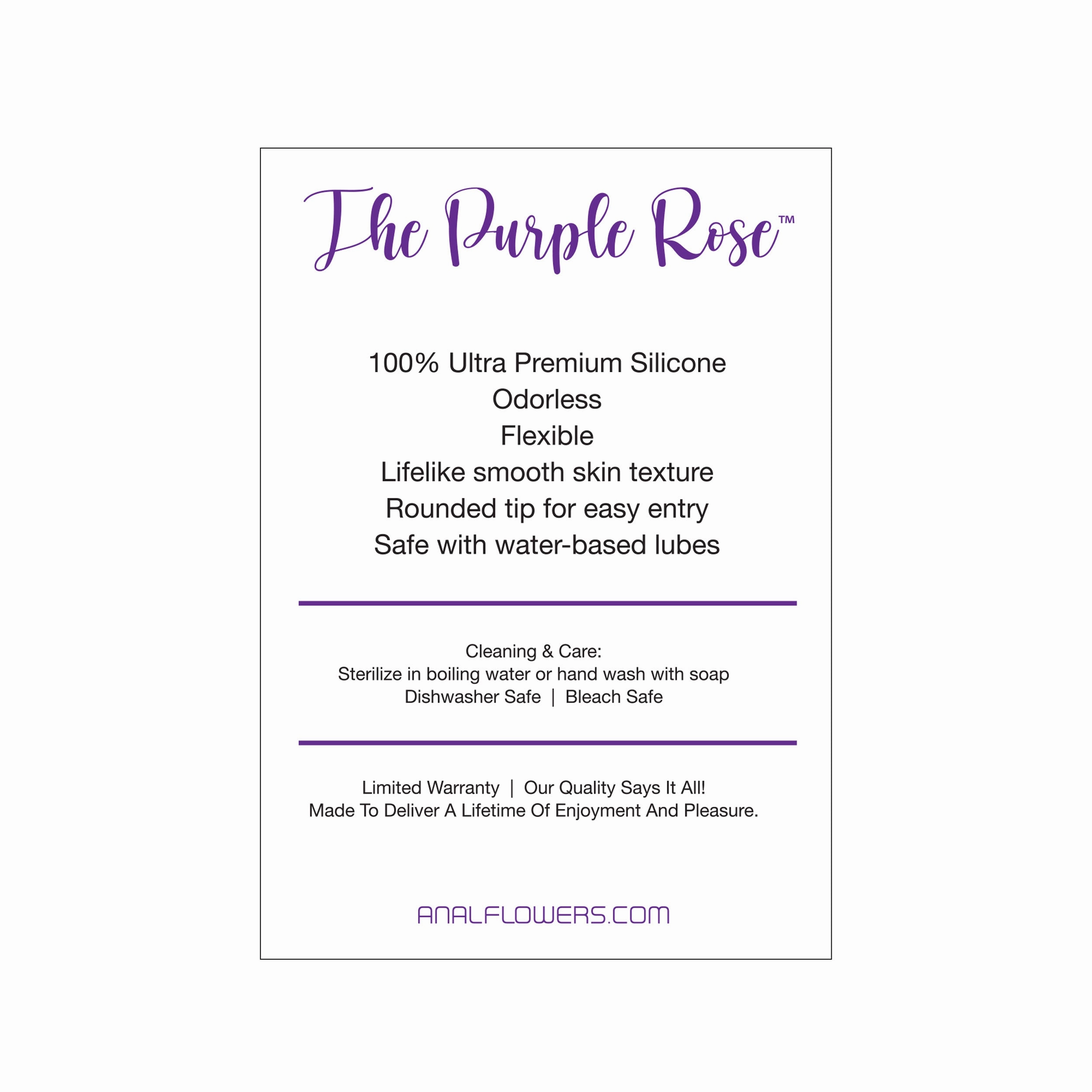 Purple Rose Silicone Butt Plug