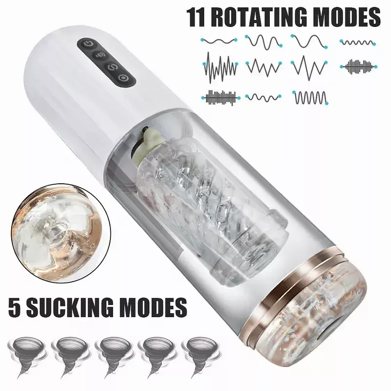 Quusvik 10-Frequency Rotating & Retractable Male Masturbator