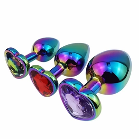 Quusvik - Multi-size stone Multicolor  heart-shaped butt plug