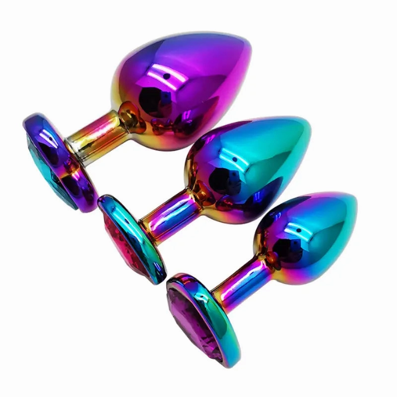 Quusvik - Multi-size stone Multicolor  heart-shaped butt plug