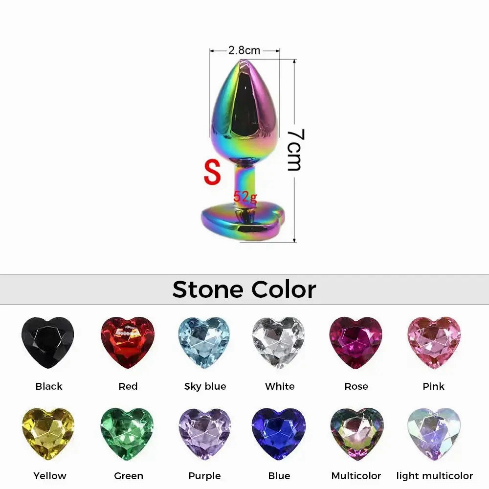 Quusvik - Multi-size stone Multicolor  heart-shaped butt plug