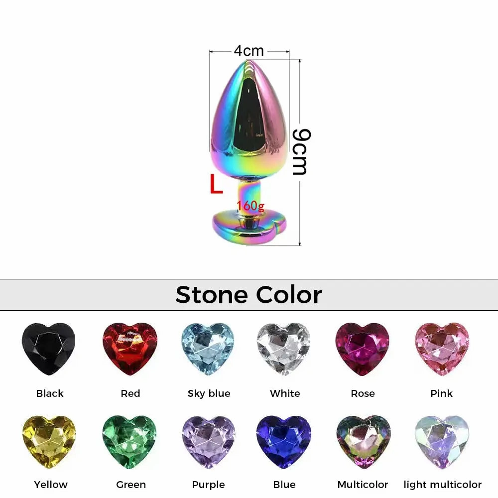 Quusvik - Multi-size stone Multicolor  heart-shaped butt plug