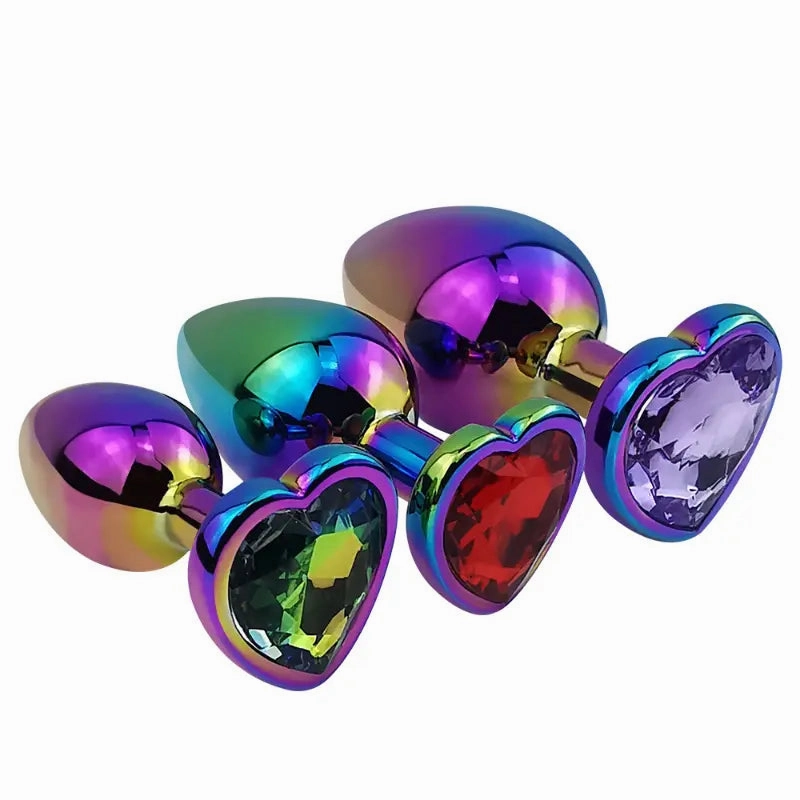 Quusvik - Multi-size stone Multicolor  heart-shaped butt plug