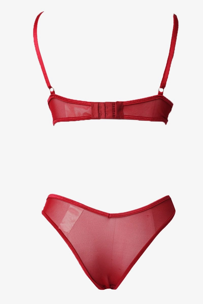 Red Embroidery Lingerie Set