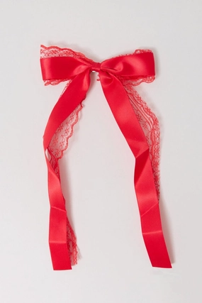 Red Lace Bow Hair Clip