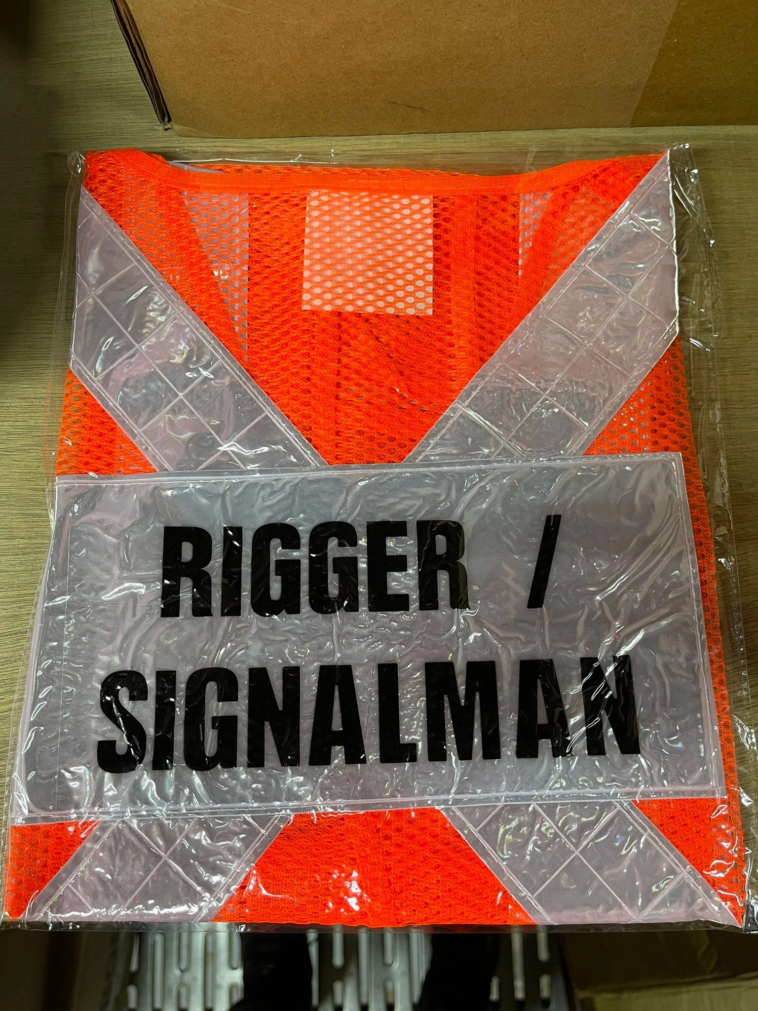 Red Safety Vest with words at back | Wording : Banksman, Fire Watchman, Lifting Supervisor, Rigger/Signal man, Security, Signal man, Traffic Controller
