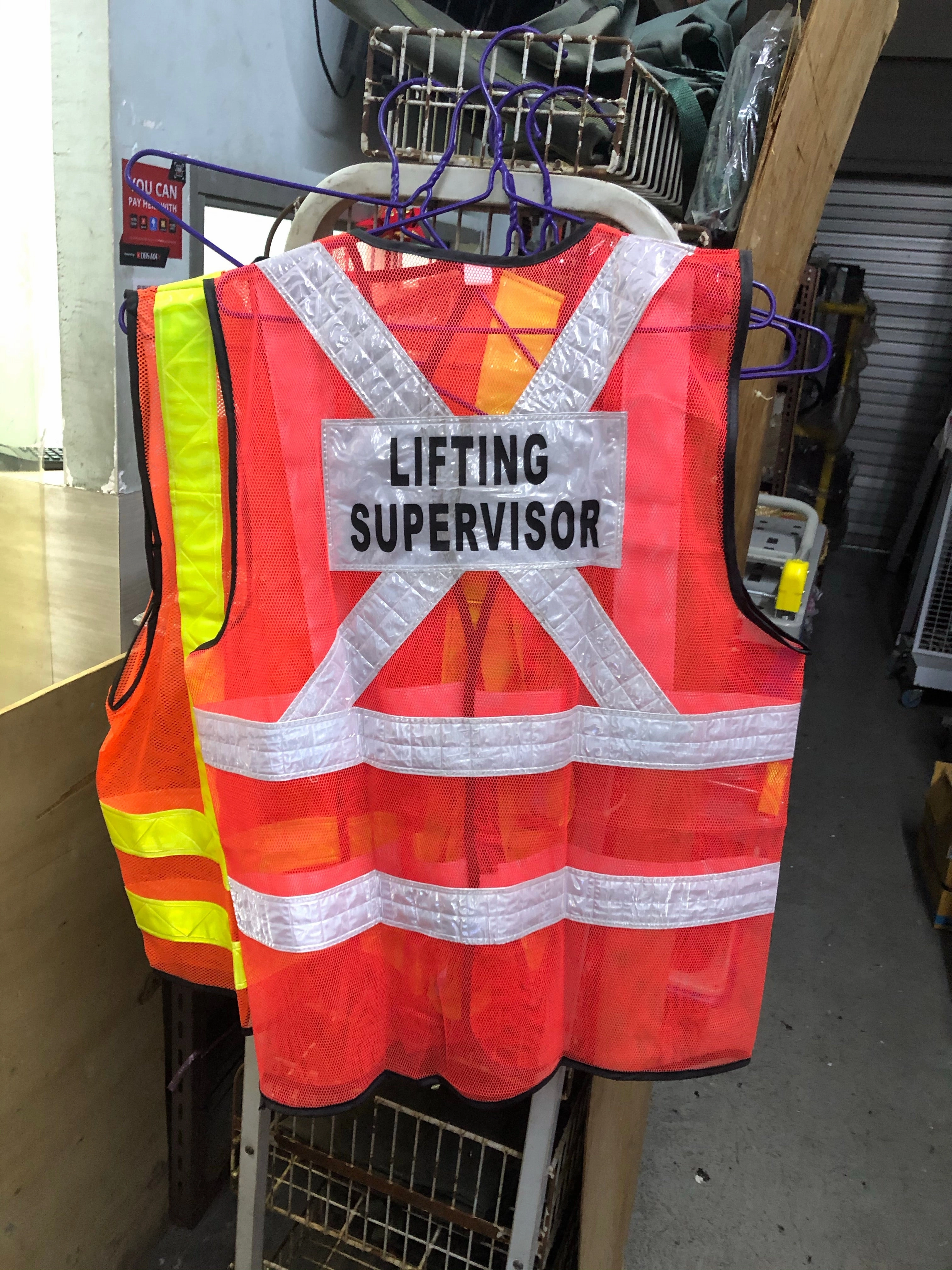 Red Safety Vest with words at back | Wording : Banksman, Fire Watchman, Lifting Supervisor, Rigger/Signal man, Security, Signal man, Traffic Controller