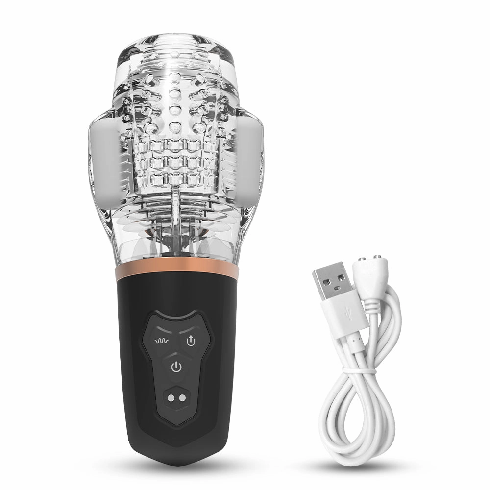 Rocket - Dual Motor Vibration and SuctionMasturbator Cup with Transparent Sleeve