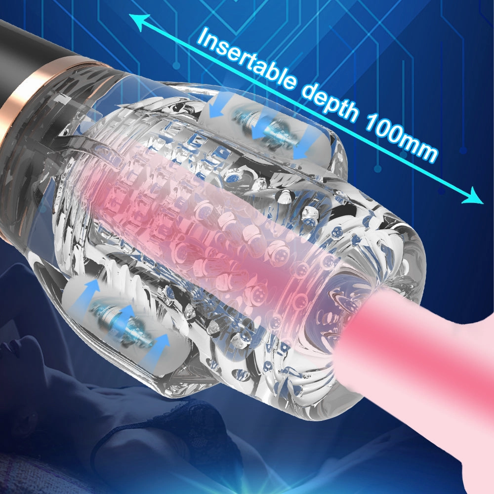 Rocket - Dual Motor Vibration and SuctionMasturbator Cup with Transparent Sleeve