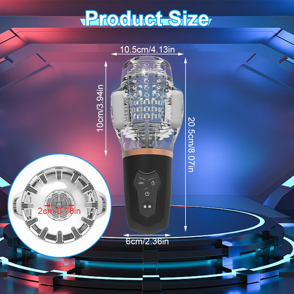 Rocket - Dual Motor Vibration and SuctionMasturbator Cup with Transparent Sleeve