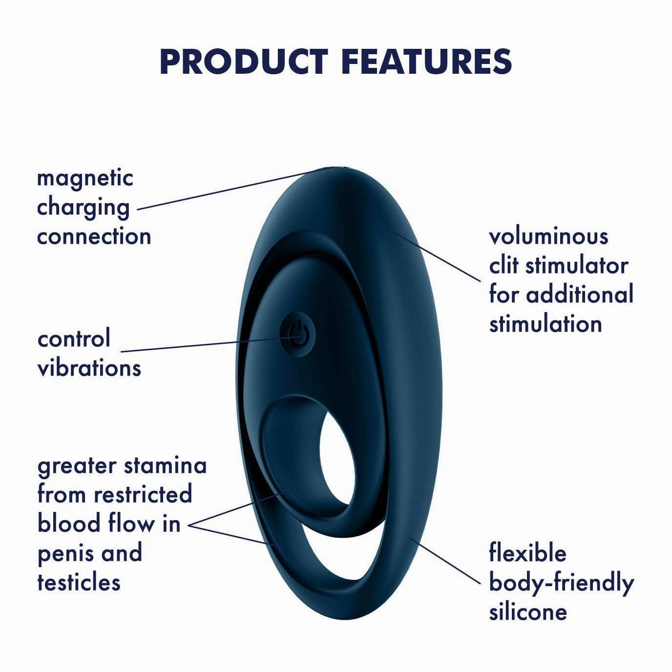 Satisfyer - Glorious Duo Silicone Vibrating Cock Ring (Black)