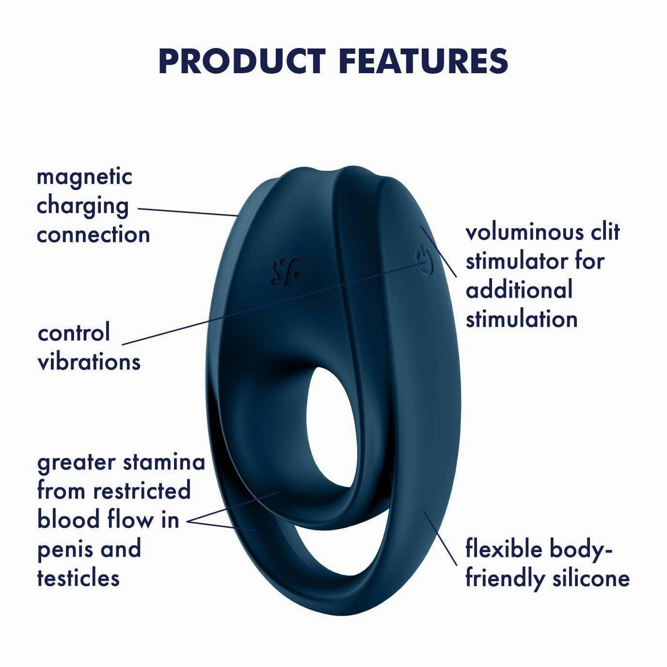 Satisfyer - Incredible Duo Silicone Vibrating Cock Ring (Black)