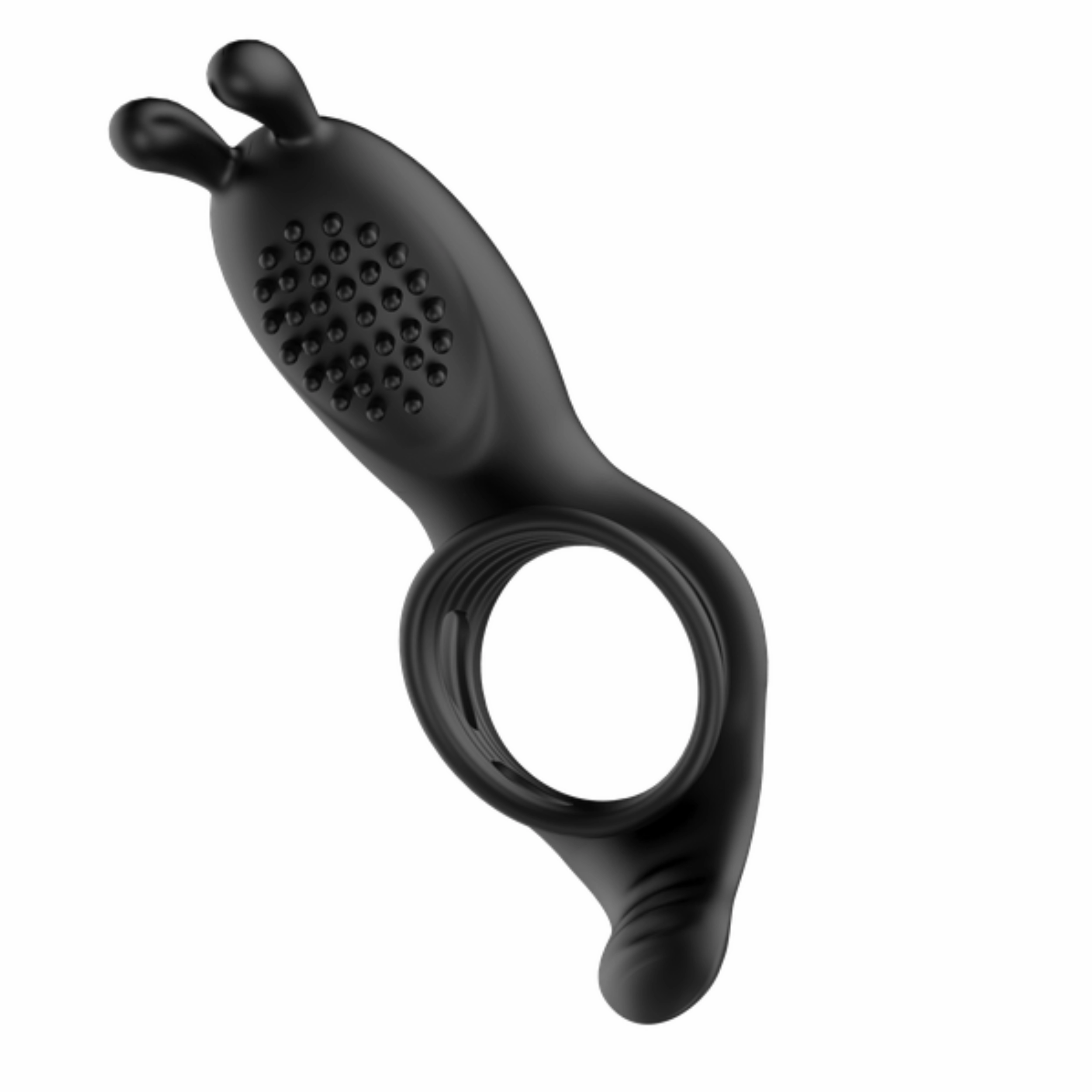 Silicone Vibrating Rabbit Cock Ring with Extended Ball Tickler