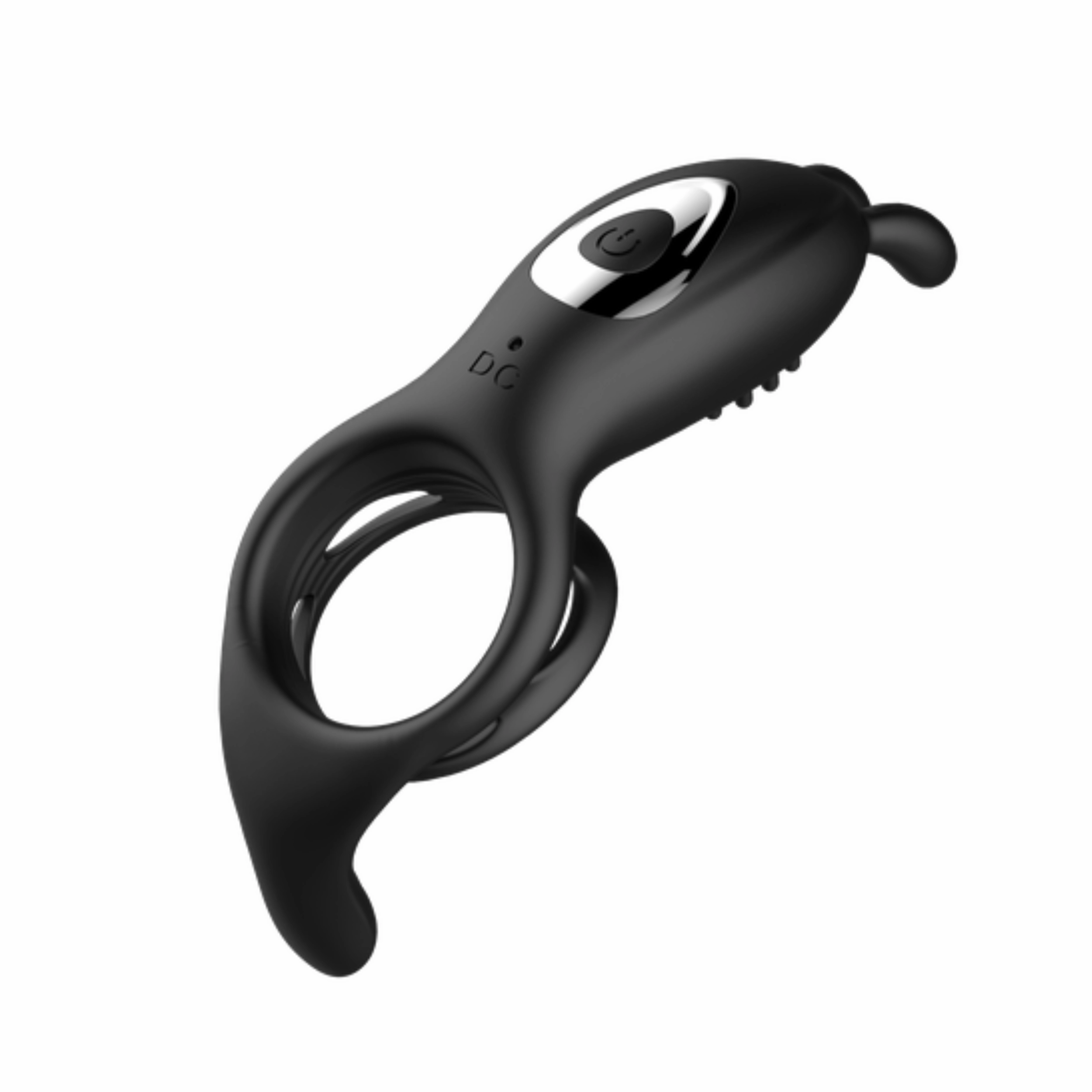 Silicone Vibrating Rabbit Cock Ring with Extended Ball Tickler
