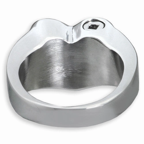 Simple Bold Heart Memorial Cremation Ring in Stainless Steel