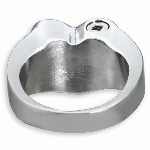 Simple Bold Heart Memorial Cremation Ring in Stainless Steel