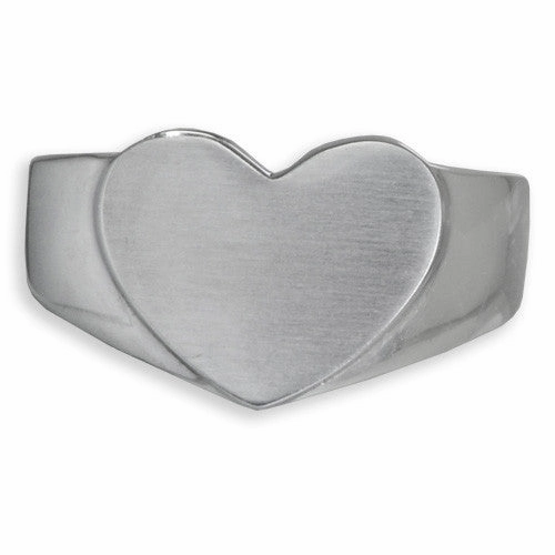 Simple Bold Heart Memorial Cremation Ring in Stainless Steel