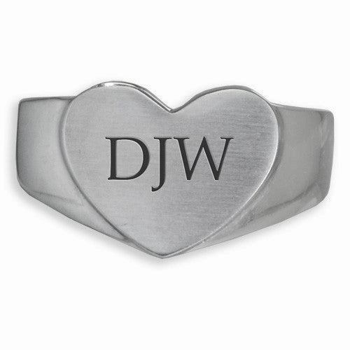 Simple Bold Heart Memorial Cremation Ring in Stainless Steel