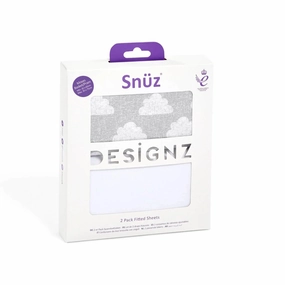 Snüz Moses Basket/Pram Fitted Sheets Pack of 2, Cloud