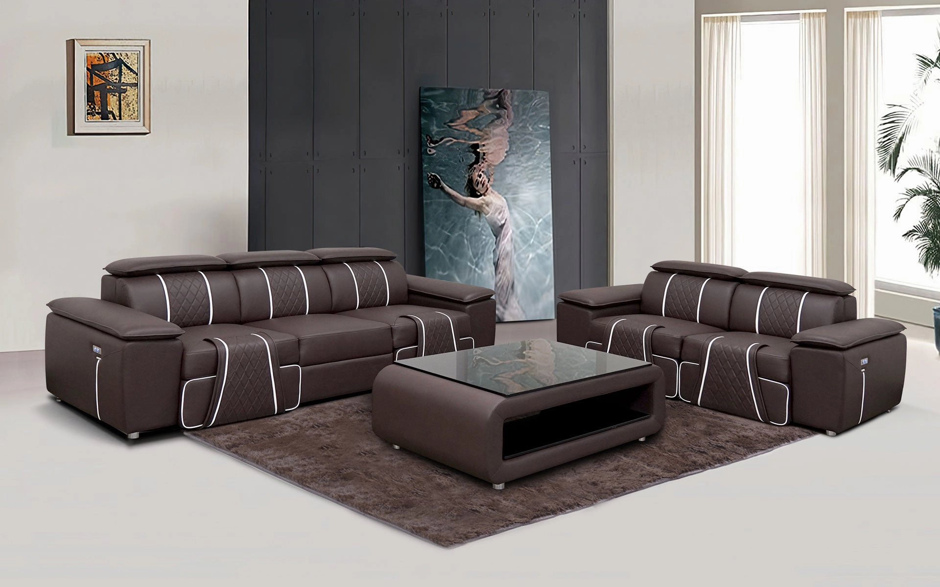 Uli Leather Sofa   Loveseat  Coffee Table