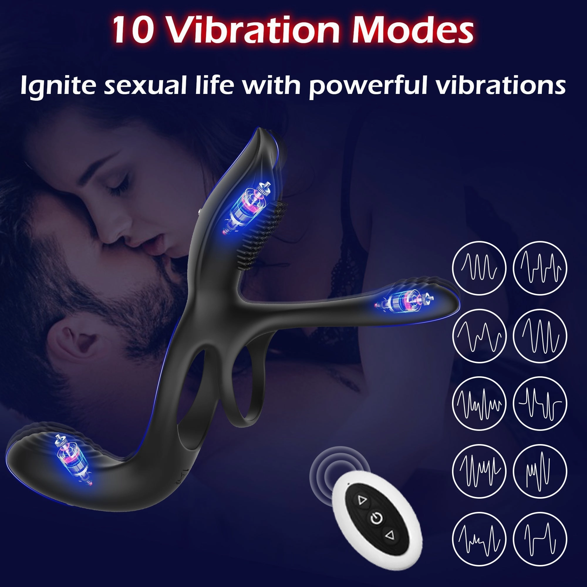 Vibrating Cock Ring with 3 Motors