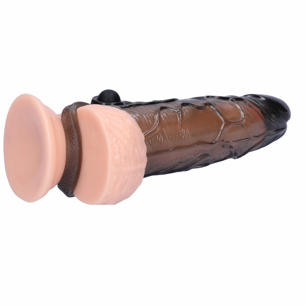 Vibrating Realistic Rabbit Penis Extender - Gain 1 Inch of Length!
