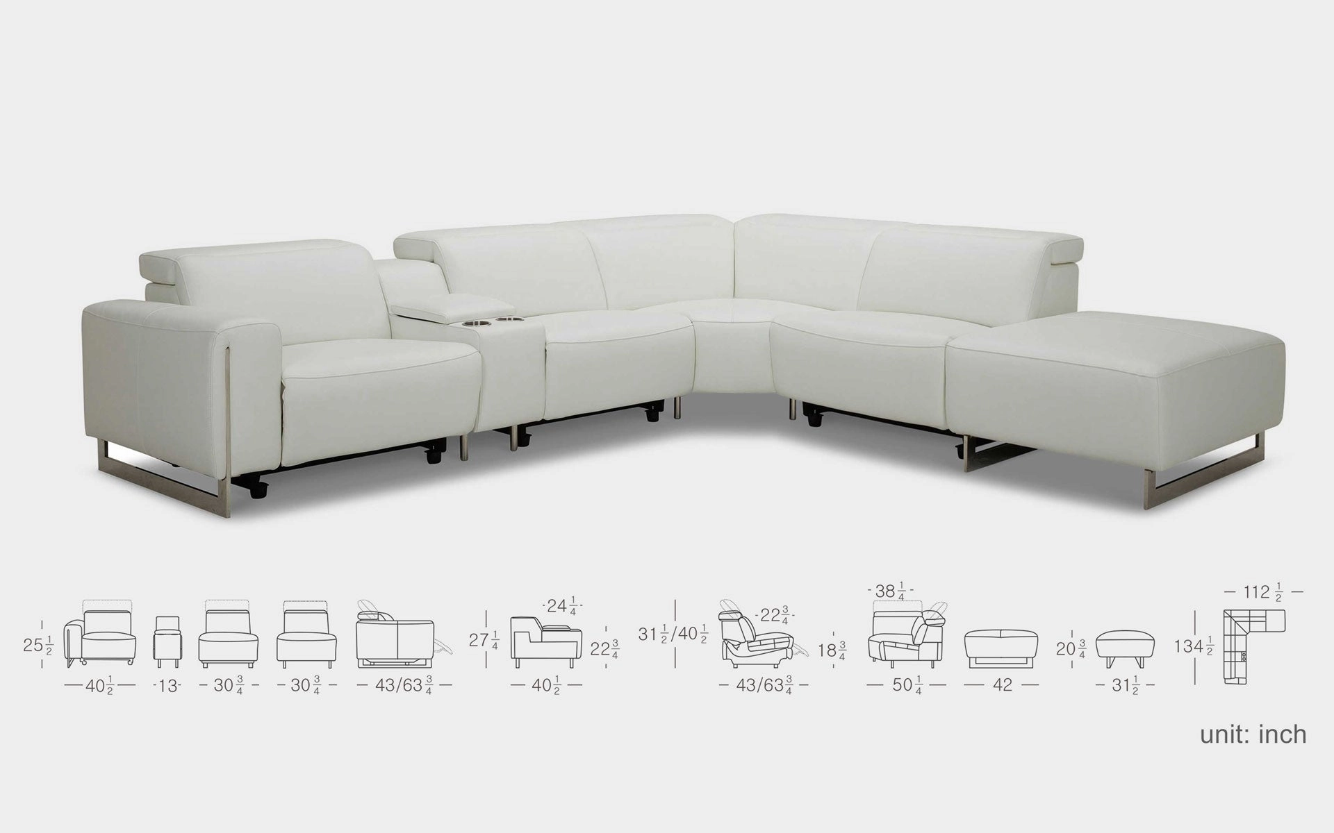 VOYAGE MODERN LEATHER SECTIONAL WITH OTTOMAN