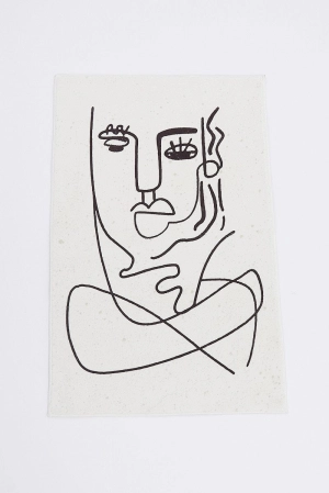 White Abstract Face Rug