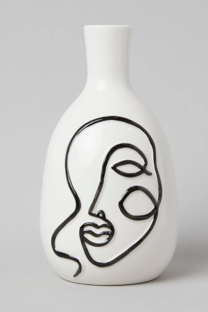 White Abstract Face Vase White Abstract Face Vase