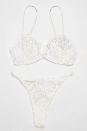 White Embroidered Lingerie Set