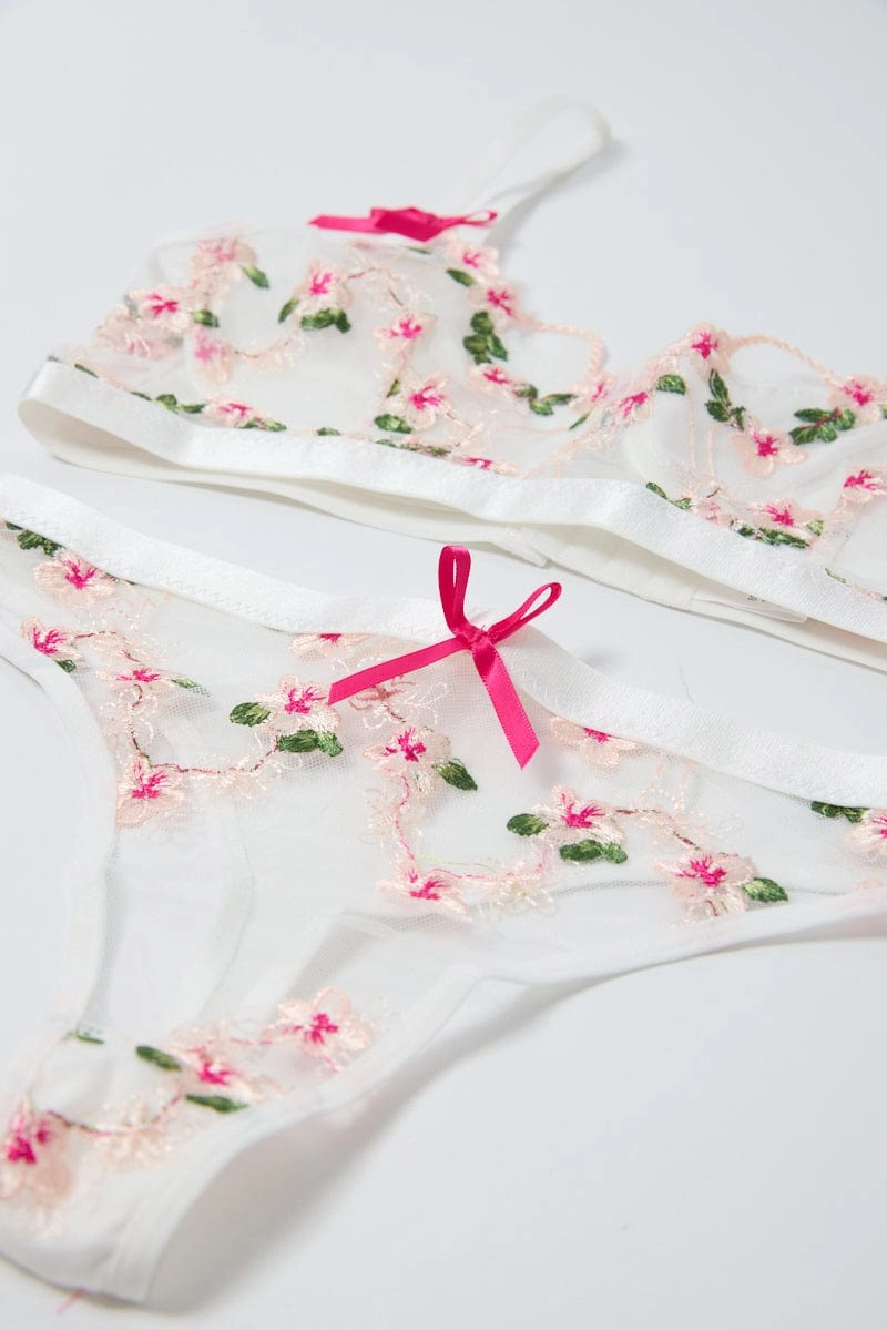 White Embroidery Lingerie Set