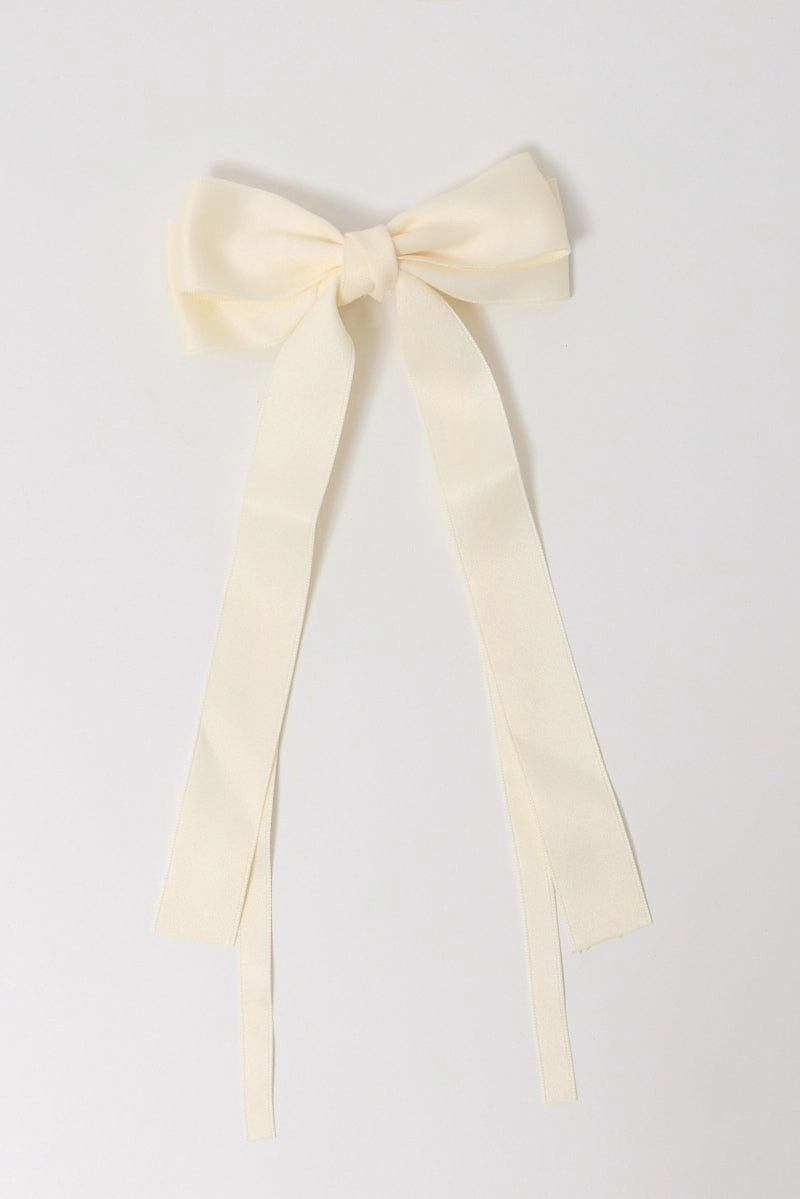 White Hair Bow Barrette