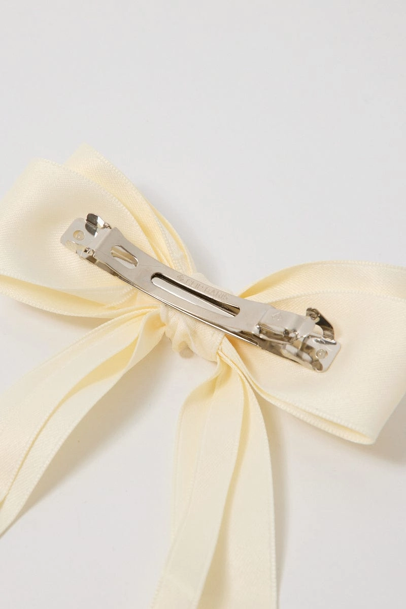 White Hair Bow Barrette